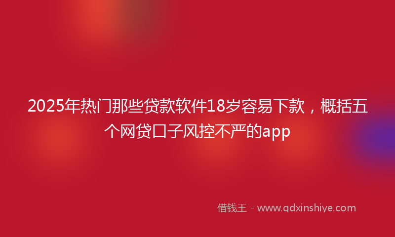 2025年热门那些贷款软件18岁容易下款，概括五个网贷口子风控不严的app