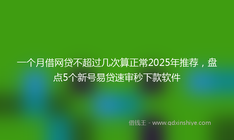 一个月借网贷不超过几次算正常2025年推荐，盘点5个新号易贷速审秒下款软件