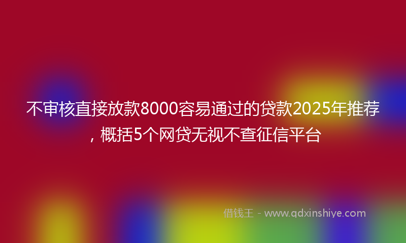 不审核直接放款8000容易通过的贷款2025年推荐，概括5个网贷无视不查征信平台