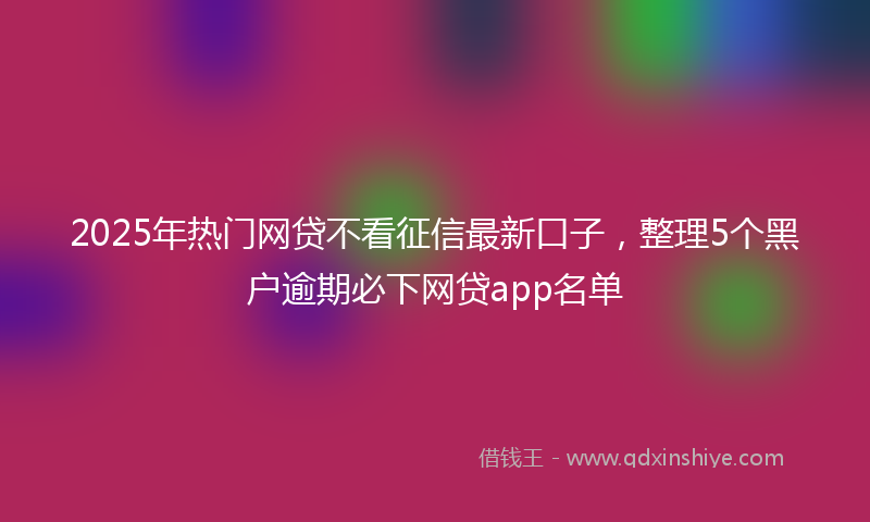 2025年热门网贷不看征信最新口子，整理5个黑户逾期必下网贷app名单