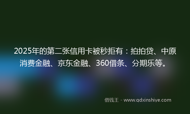 2025年的第二张信用卡被秒拒有：拍拍贷、中原消费金融、京东金融、360借条、分期乐等。