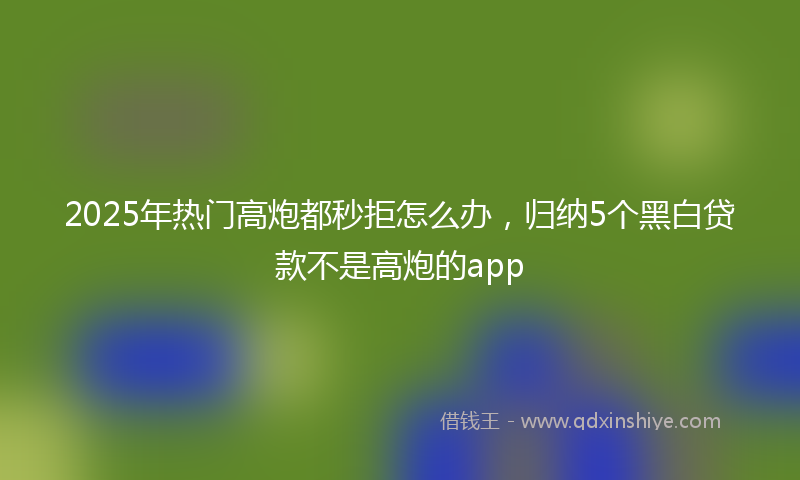 2025年热门高炮都秒拒怎么办，归纳5个黑白贷款不是高炮的app