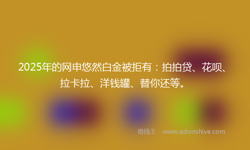 2025年的网申悠然白金被拒有：拍拍贷、花呗、拉卡拉、洋钱罐、替你还等。