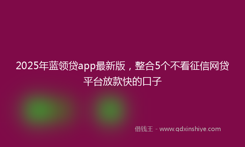 2025年蓝领贷app最新版,整合5个不看征信网贷平台放款快的口子