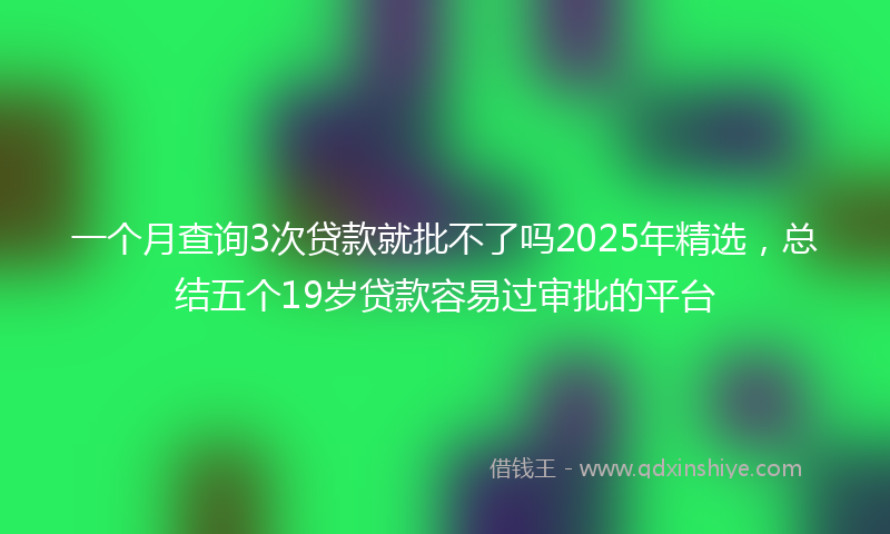一个月查询3次贷款就批不了吗2025年精选，总结五个19岁贷款容易过审批的平台