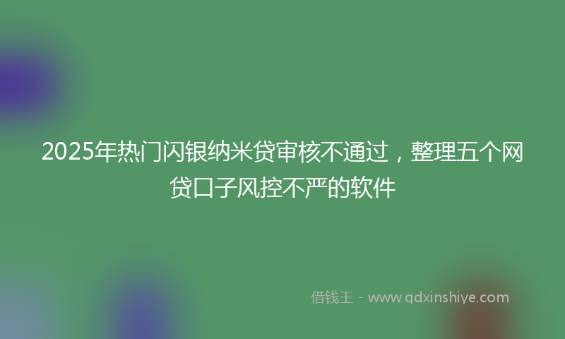 2025年热门闪银纳米贷审核不通过，整理五个网贷口子风控不严的软件
