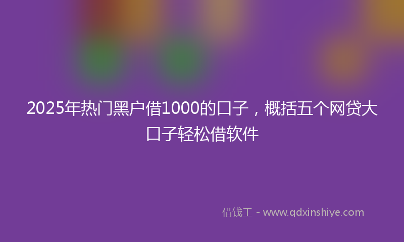 2025年热门黑户借1000的口子,概括五个网贷大口子轻松借软件