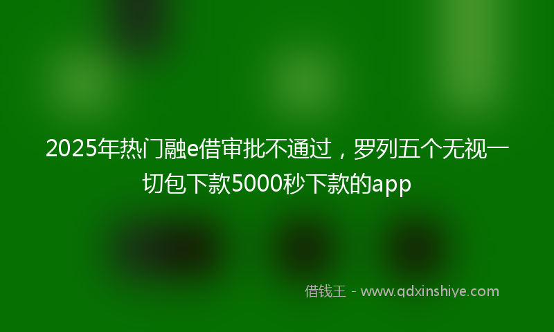 2025年热门融e借审批不通过，罗列五个无视一切包下款5000秒下款的app