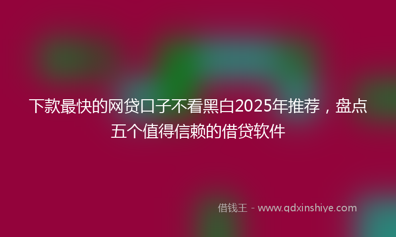 下款最快的网贷口子不看黑白2025年推荐，盘点五个值得信赖的借贷软件
