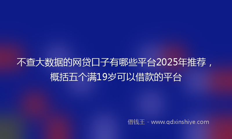 不查大数据的网贷口子有哪些平台2025年推荐，概括五个满19岁可以借款的平台