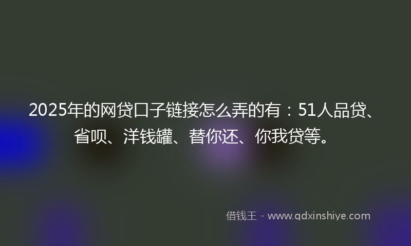 2025年的网贷口子链接怎么弄的有：51人品贷、省呗、洋钱罐、替你还、你我贷等。