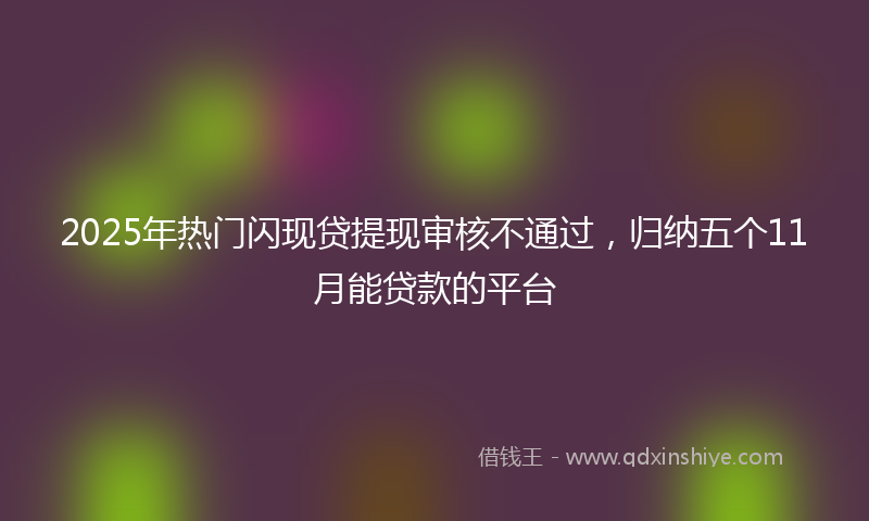 2025年热门闪现贷提现审核不通过，归纳五个11月能贷款的平台