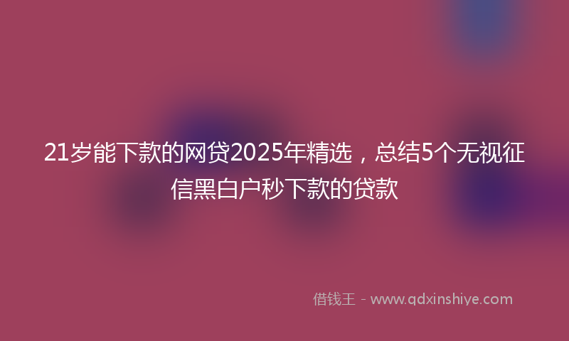 21岁能下款的网贷2025年精选，总结5个无视征信黑白户秒下款的贷款