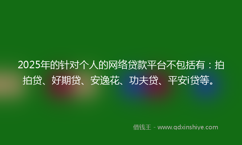 2025年的针对个人的网络贷款平台不包括有：拍拍贷、好期贷、安逸花、功夫贷、平安i贷等。