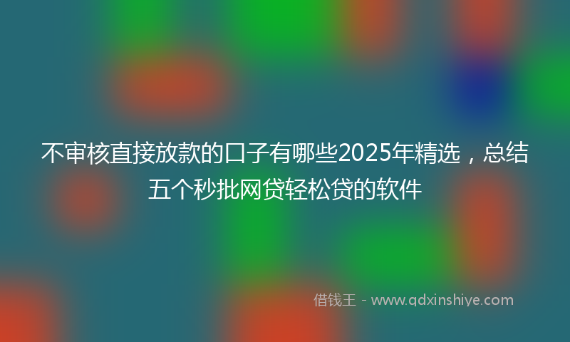 不审核直接放款的口子有哪些2025年精选，总结五个秒批网贷轻松贷的软件