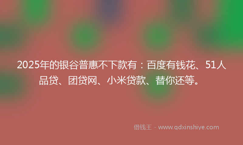 2025年的银谷普惠不下款有：百度有钱花、51人品贷、团贷网、小米贷款、替你还等。
