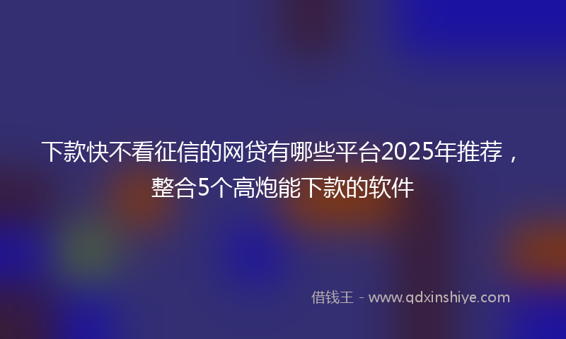 下款快不看征信的网贷有哪些平台2025年推荐，整合5个高炮能下款的软件