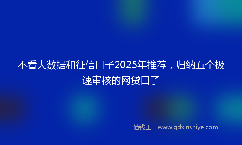不看大数据和征信口子2025年推荐，归纳五个极速审核的网贷口子