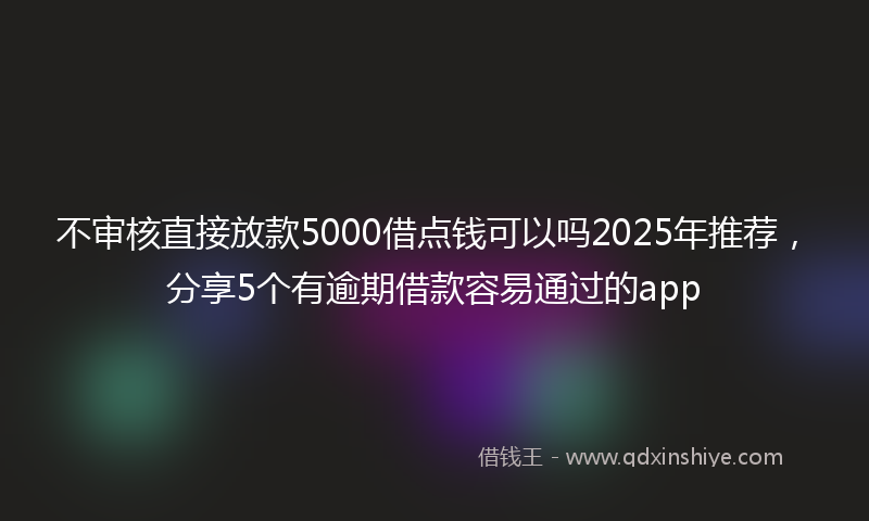 不审核直接放款5000借点钱可以吗2025年推荐，分享5个有逾期借款容易通过的app
