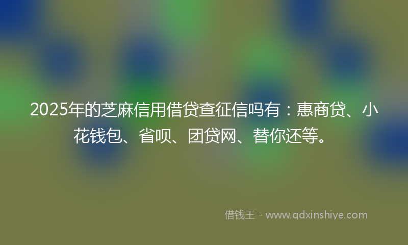 2025年的芝麻信用借贷查征信吗有：惠商贷、小花钱包、省呗、团贷网、替你还等。