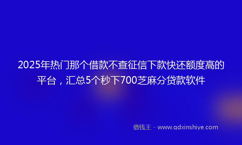 2025年热门那个借款不查征信下款快还额度高的平台，汇总5个秒下700芝麻分贷款软件
