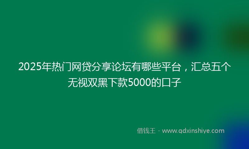 2025年热门网贷分享论坛有哪些平台，汇总五个无视双黑下款5000的口子