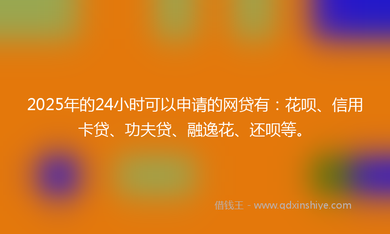 2025年的24小时可以申请的网贷有：花呗、信用卡贷、功夫贷、融逸花、还呗等。