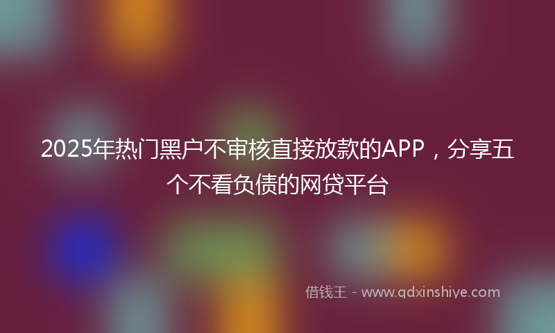 2025年热门黑户不审核直接放款的APP，分享五个不看负债的网贷平台