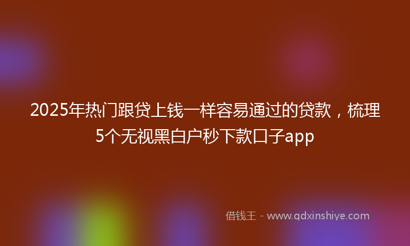 2025年热门跟贷上钱一样容易通过的贷款，梳理5个无视黑白户秒下款口子app
