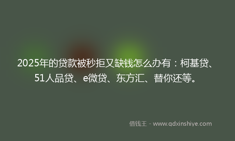 2025年的贷款被秒拒又缺钱怎么办有：柯基贷、51人品贷、e微贷、东方汇、替你还等。