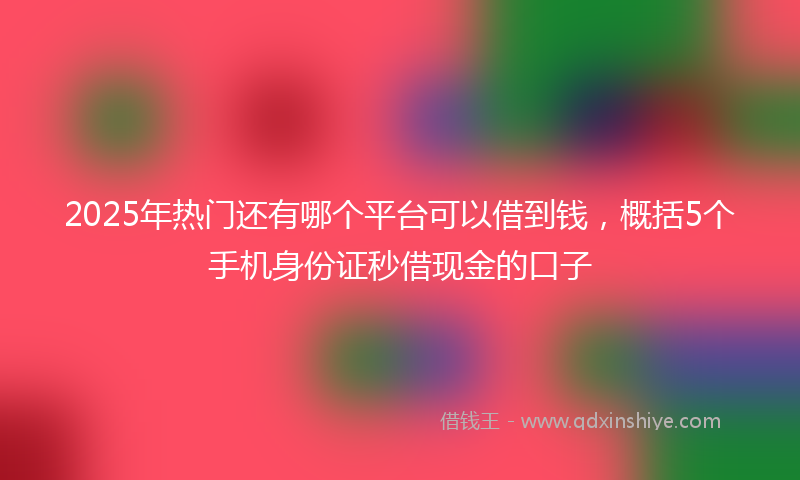 2025年热门还有哪个平台可以借到钱，概括5个手机身份证秒借现金的口子