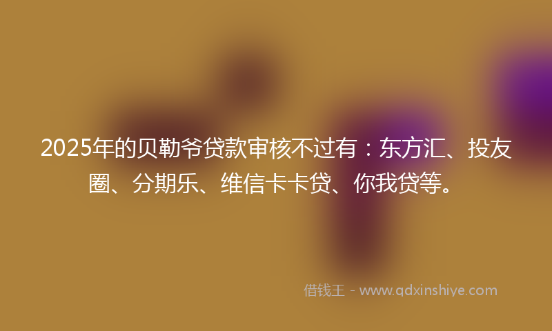2025年的贝勒爷贷款审核不过有：东方汇、投友圈、分期乐、维信卡卡贷、你我贷等。