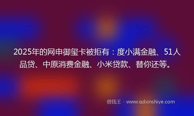 2025年的网申御玺卡被拒有：度小满金融、51人品贷、中原消费金融、小米贷款、替你还等。