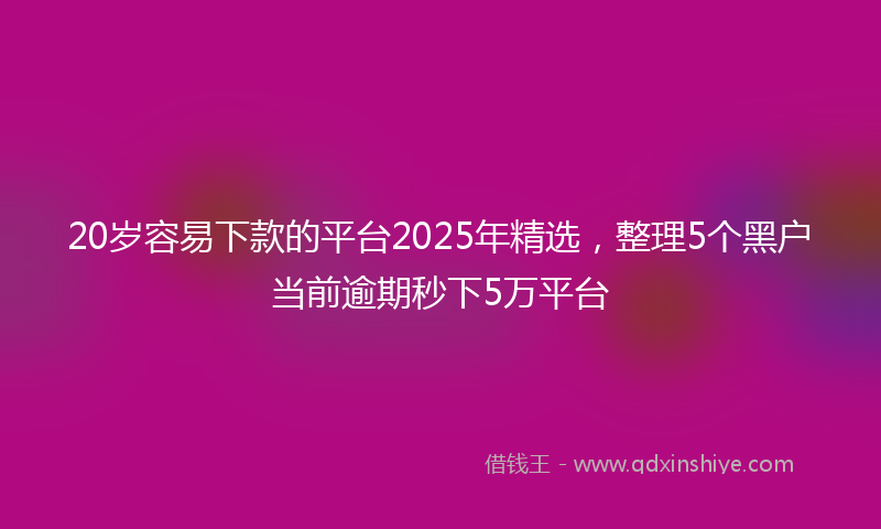 20岁容易下款的平台2025年精选，整理5个黑户当前逾期秒下5万平台