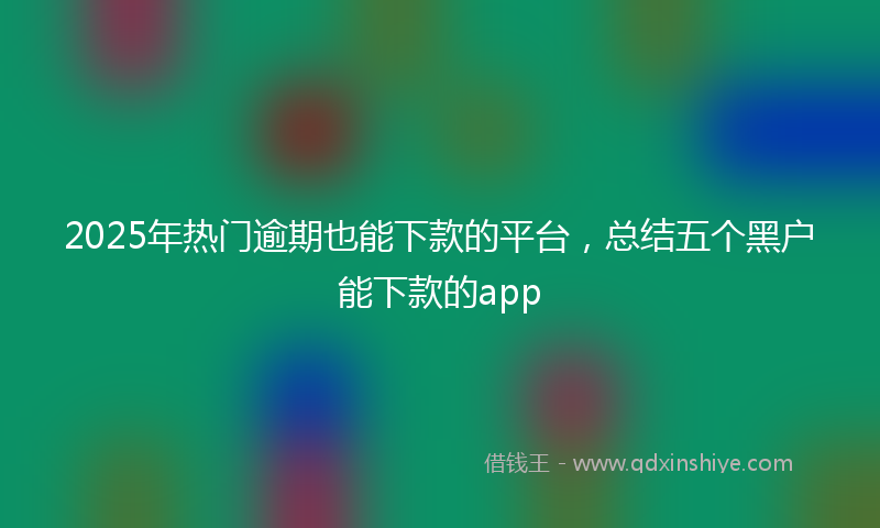 2025年热门逾期也能下款的平台，总结五个黑户能下款的app