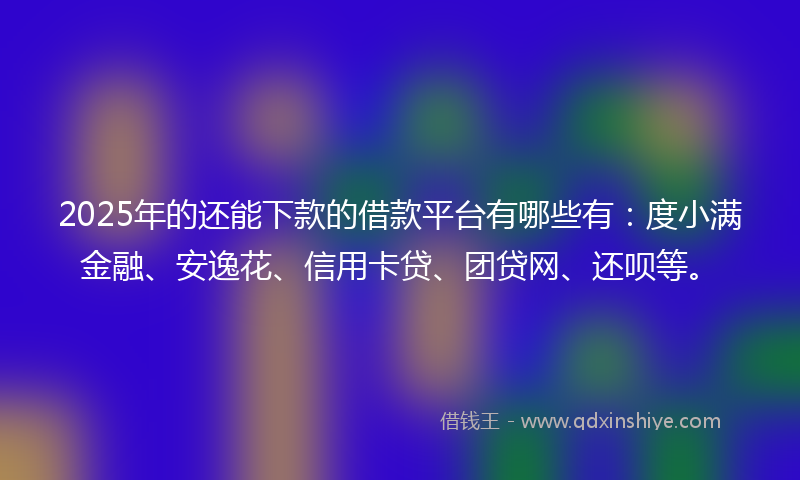 2025年的还能下款的借款平台有哪些有：度小满金融、安逸花、信用卡贷、团贷网、还呗等。