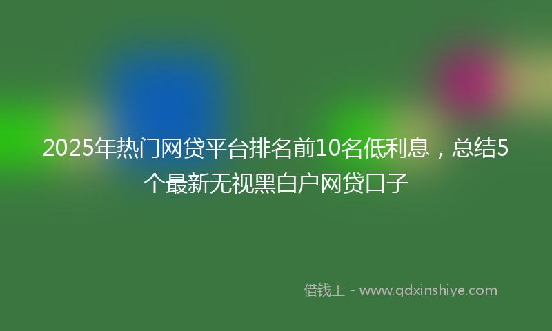2025年热门网贷平台排名前10名低利息，总结5个最新无视黑白户网贷口子