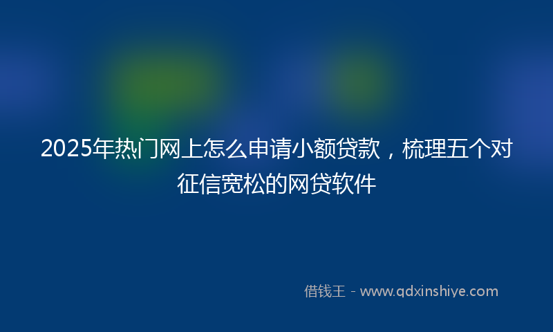 2025年热门网上怎么申请小额贷款，梳理五个对征信宽松的网贷软件