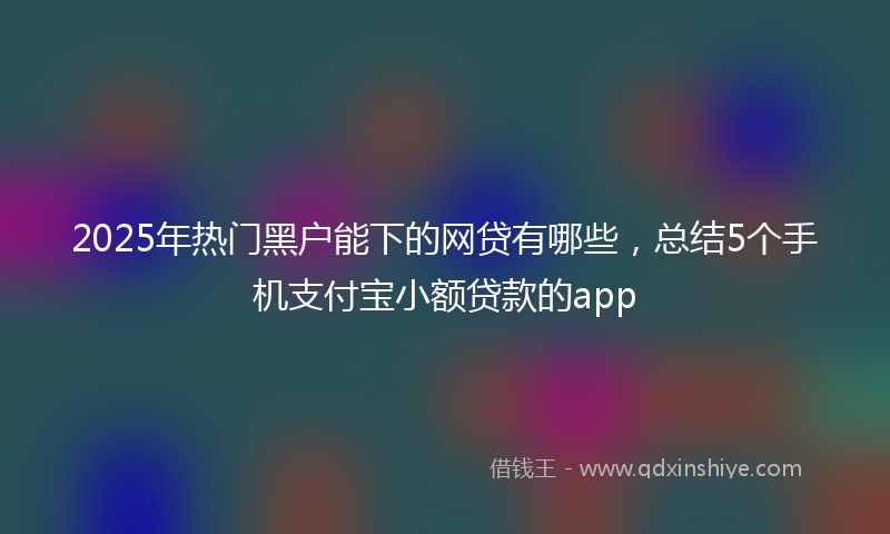 2025年热门黑户能下的网贷有哪些，总结5个手机支付宝小额贷款的app