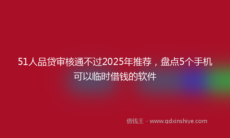 51人品贷审核通不过2025年推荐，盘点5个手机可以临时借钱的软件