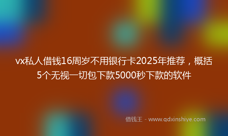 vx私人借钱16周岁不用银行卡2025年推荐，概括5个无视一切包下款5000秒下款的软件