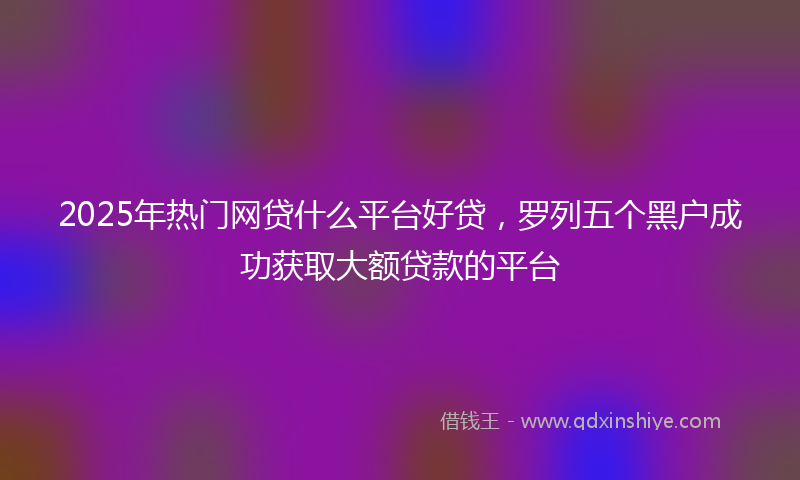 2025年热门网贷什么平台好贷,罗列五个黑户成功获取大额贷款的平台