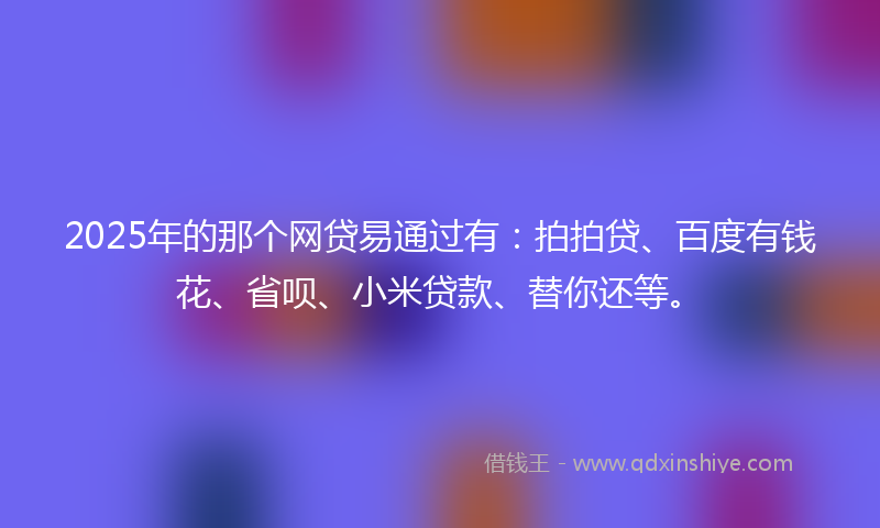 2025年的那个网贷易通过有：拍拍贷、百度有钱花、省呗、小米贷款、替你还等。