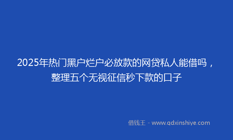2025年热门黑户烂户必放款的网贷私人能借吗，整理五个无视征信秒下款的口子