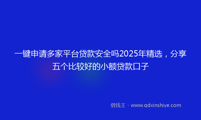 一键申请多家平台贷款安全吗2025年精选，分享五个比较好的小额贷款口子