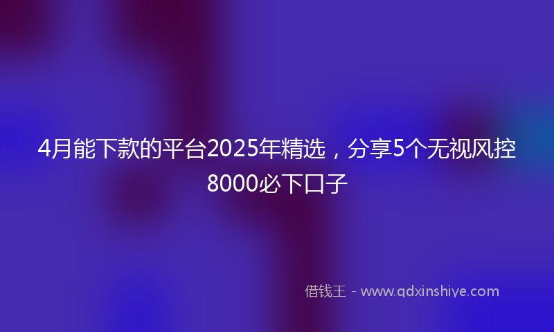 4月能下款的平台2025年精选，分享5个无视风控8000必下口子