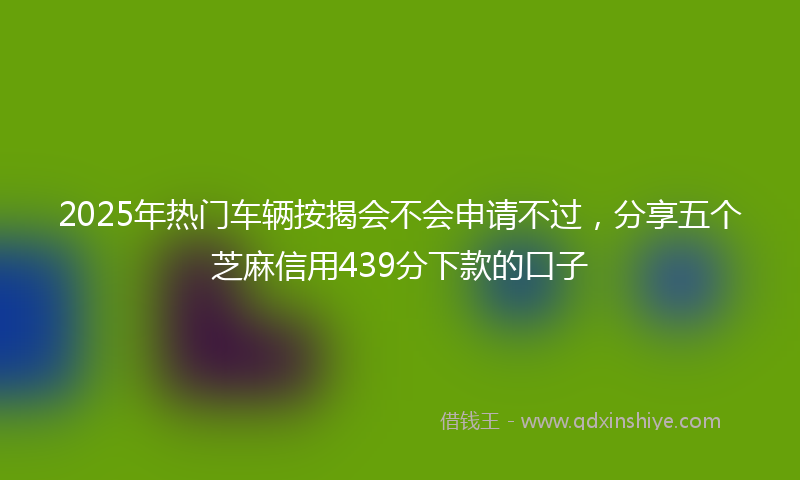 2025年热门车辆按揭会不会申请不过，分享五个芝麻信用439分下款的口子