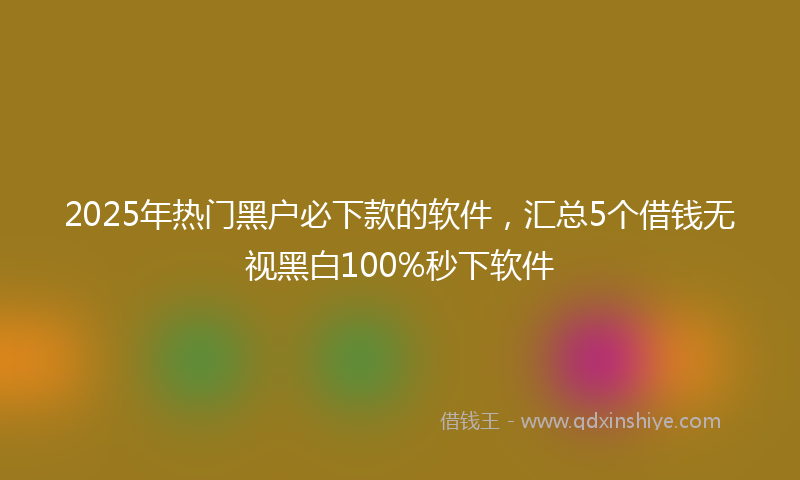 2025年热门黑户必下款的软件,汇总5个借钱无视黑白100%秒下软件