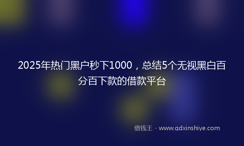 2025年热门黑户秒下1000，总结5个无视黑白百分百下款的借款平台