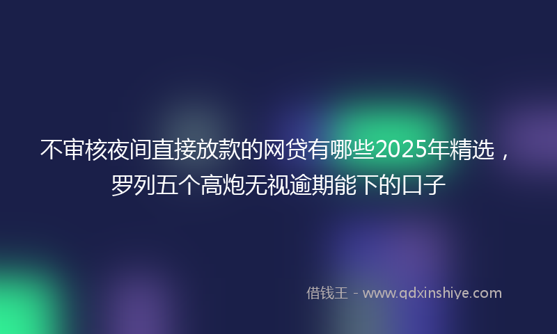 不审核夜间直接放款的网贷有哪些2025年精选，罗列五个高炮无视逾期能下的口子